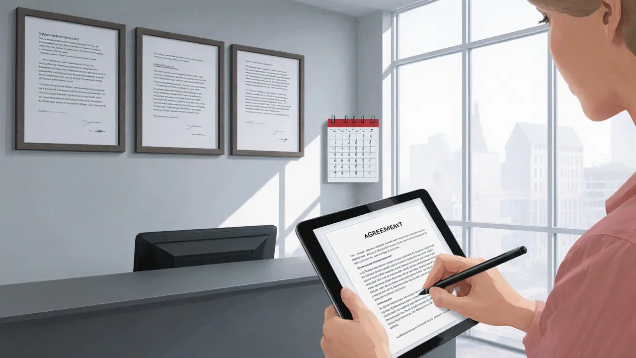 Een professioneel escortbureau met duidelijke voorwaarden en een klant die een afspraak bevestigt.